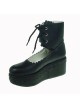 Black 2.7" Heel High Adorable PU Round Toe Cross Straps Platform Girls Lolita Shoes