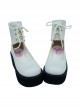 White 2.6" Heel High Gorgeous Polyurethane Round Toe Cross Straps Platform Girls Lolita Shoes