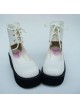 White 2.6" Heel High Gorgeous Polyurethane Round Toe Cross Straps Platform Girls Lolita Shoes