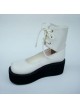 White 2.6" Heel High Gorgeous Polyurethane Round Toe Cross Straps Platform Girls Lolita Shoes