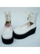 White 2.6" Heel High Gorgeous Polyurethane Round Toe Cross Straps Platform Girls Lolita Shoes