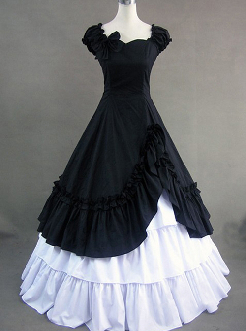 Classic Cotton Short Sleeves Ruffle Lolita Dress