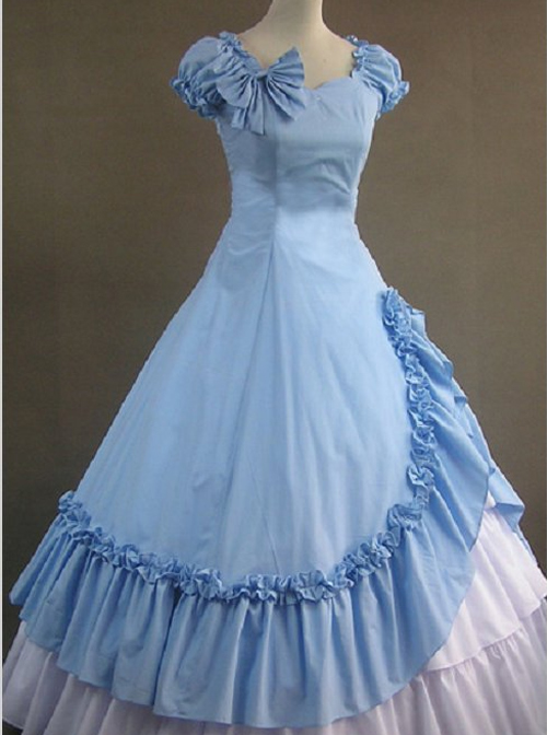 Classic Cotton Short Sleeves Ruffle Lolita Dress