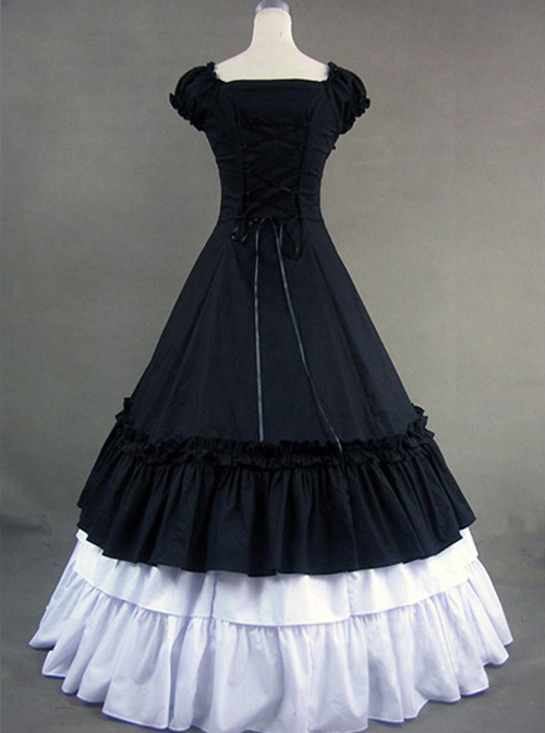 Classic Cotton Short Sleeves Ruffle Lolita Dress