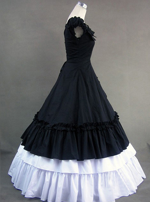 Classic Cotton Short Sleeves Ruffle Lolita Dress