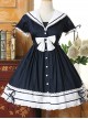 Navy Collar Cotton Short Sleeve Classic Lolita Dress