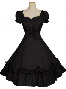 Bow Cotton Short Sleeves Classic Lolita Dress