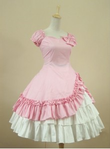 Cotton Short Sleeves Ruffle Classic Lolita Dress