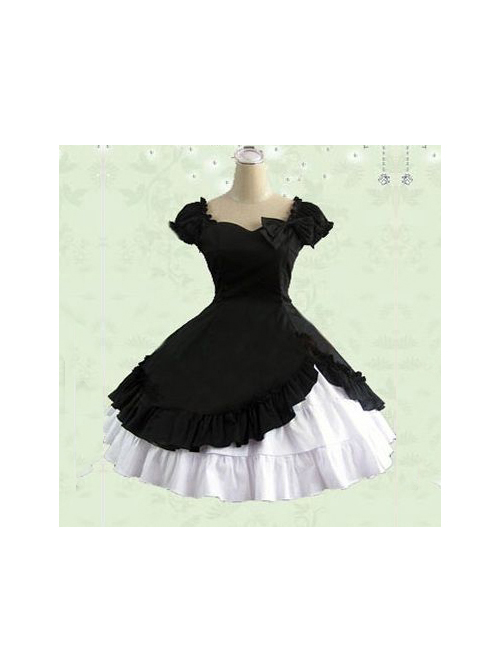 Cotton Short Sleeves Ruffle Classic Lolita Dress