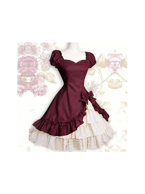 Cotton Short Sleeves Ruffle Classic Lolita Dress