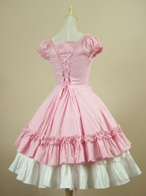 Cotton Short Sleeves Ruffle Classic Lolita Dress