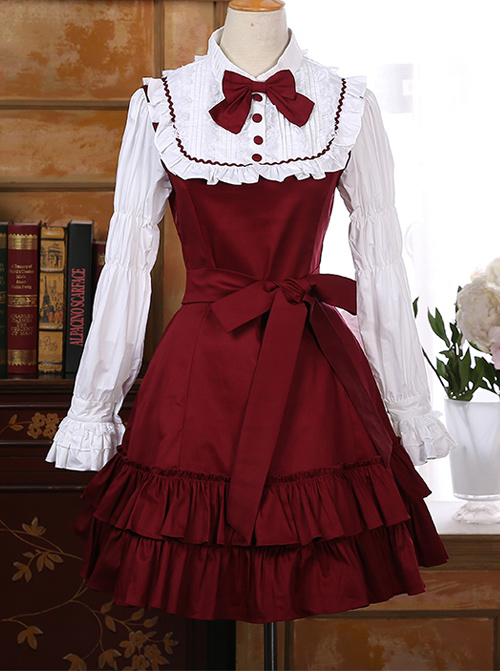 Classic Cotton Long Sleeves Ruffle Lolita Dress