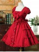 Bow Cotton Flounced Short Sleeve Lolita Dress