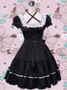 Puff Short Sleeves Bow Lace Classic Lolita Dress