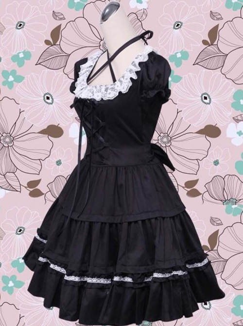 Puff Short Sleeves Bow Lace Classic Lolita Dress