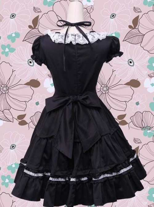 Puff Short Sleeves Bow Lace Classic Lolita Dress