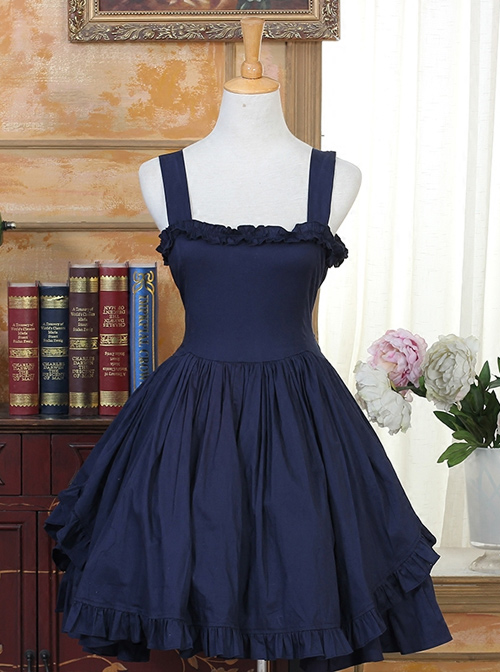 Ruffles Bind Strap Classic Lolita Sleeveless Dress