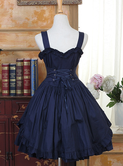 Ruffles Bind Strap Classic Lolita Sleeveless Dress