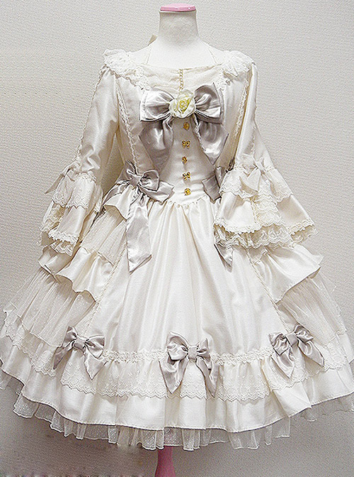 Long Sleeve Bow Lace Ruffles Classic Lolita Dress