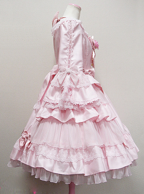 Long Sleeve Bow Lace Ruffles Classic Lolita Dress