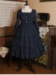 Bowknot High Waist Pure Color Classic Lolita Half Sleeve Dress