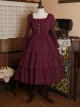 Bowknot High Waist Pure Color Classic Lolita Half Sleeve Dress