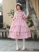 Bowknot High Waist Pure Color Classic Lolita Half Sleeve Dress