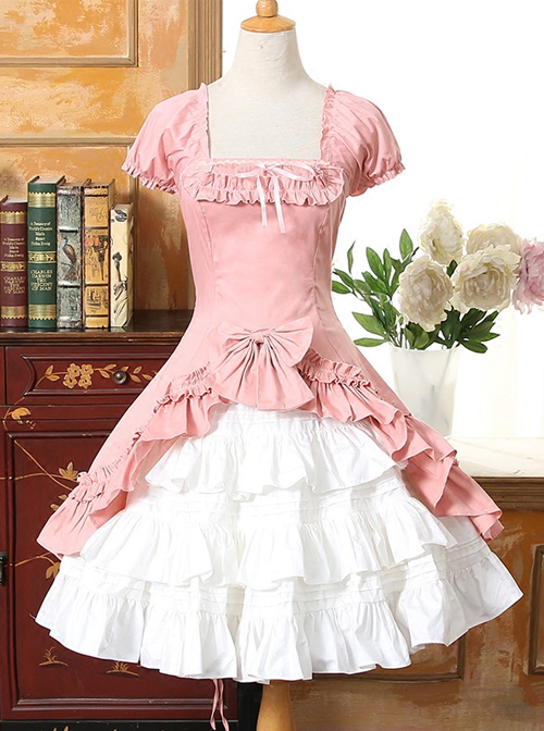 Short Sleeves Ruffle Bowknot Classic Lolita Dress