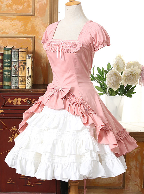 Short Sleeves Ruffle Bowknot Classic Lolita Dress