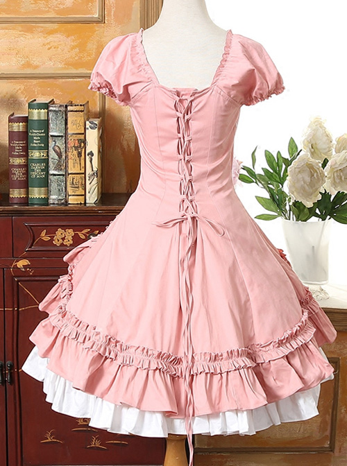 Short Sleeves Ruffle Bowknot Classic Lolita Dress