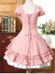 Short Sleeves Ruffle Bowknot Classic Lolita Dress