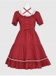 Round Neckline Ruffle Lace Classic Lolita Puff Short Sleeves Dress