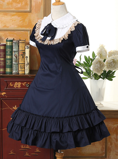 Doll Collar Flounced Classic Lolita Short Sleeves Dress