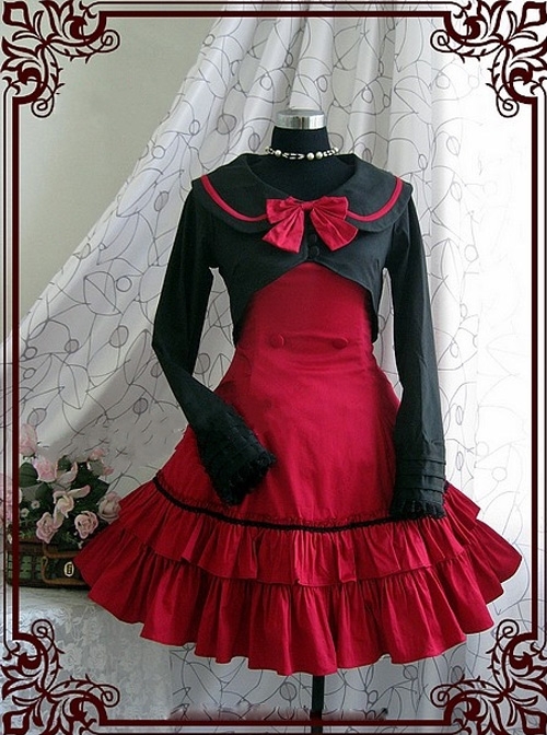 Ruffle Bow Double Breasted Two-pieces Classic Lolita Dress