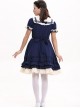 Navy Blue Bowknot Sweet Lolita Short Sleeve Dress