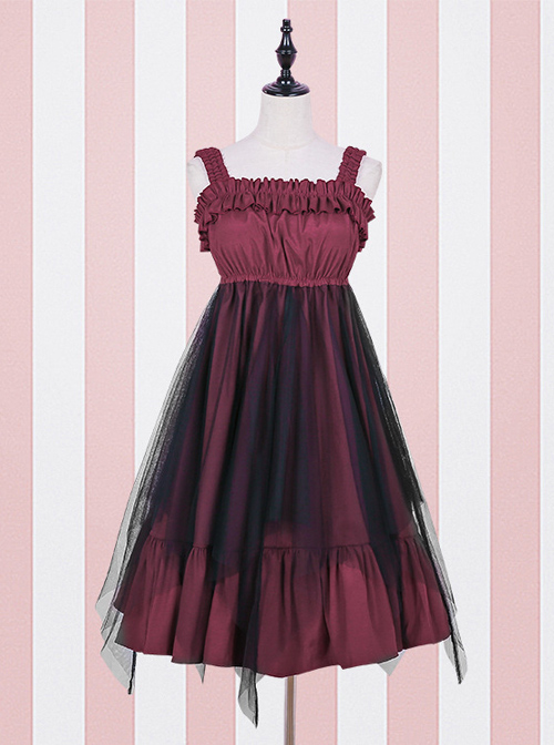 High Waist flounce Gothic Lolita Sling Dress