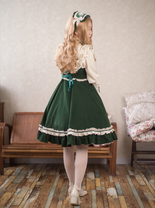 Dark Green High Waist Classic Lolita Sling Dress