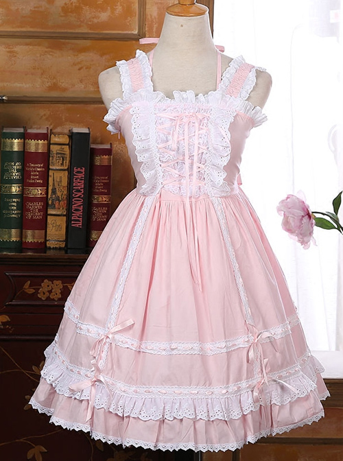 Lace Lace-up Bowknot Sweet Lolita Sling Dress