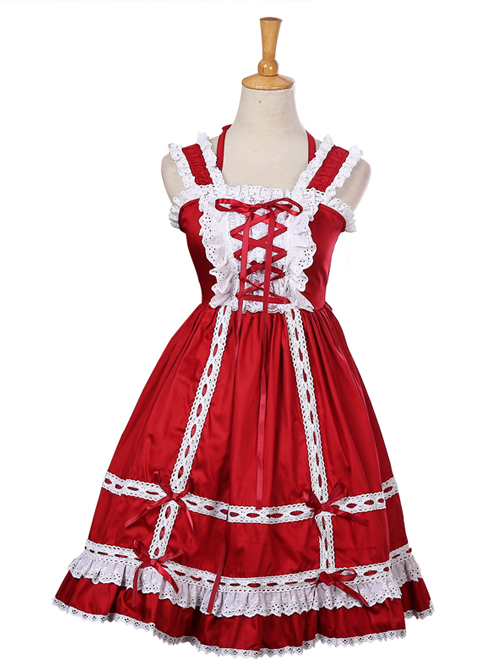 Lace Lace-up Bowknot Sweet Lolita Sling Dress