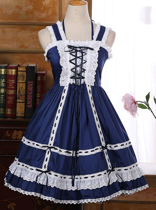 Lace Lace-up Bowknot Sweet Lolita Sling Dress