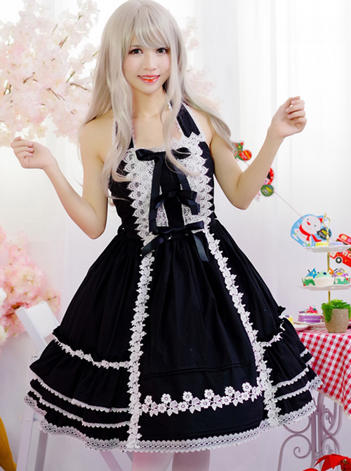 Black Sweet Lolita Hanging Neck Dress