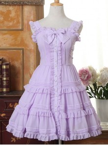 Purple Bowknot Flounced Sweet Lolita Sling Dress