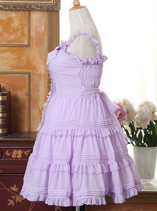 Purple Bowknot Flounced Sweet Lolita Sling Dress