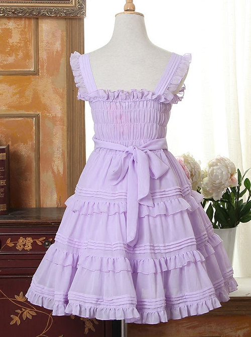 Purple Bowknot Flounced Sweet Lolita Sling Dress