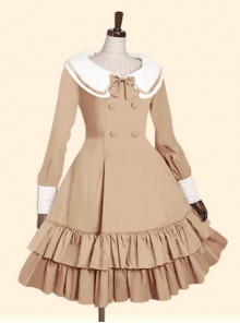 Double Breasted Lapel Long Sleeve Classic Lolita Dress