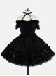 Black Chiffon Binding Strap Off-the-shoulder Classic Lolita Dress