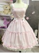 White Lace Cute Pure Color Sweet Lolita Sling Dress