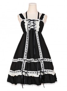 Cute Lace-up Bowknot Lace Sweet Lolita Sling Backless Dress