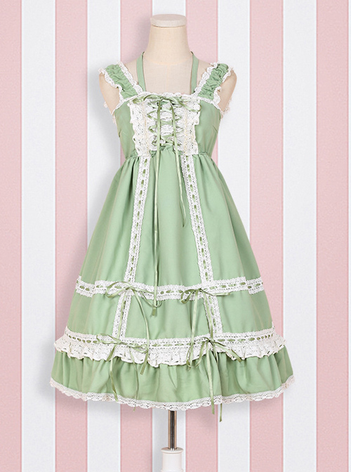 Cute Lace-up Bowknot Lace Sweet Lolita Sling Backless Dress