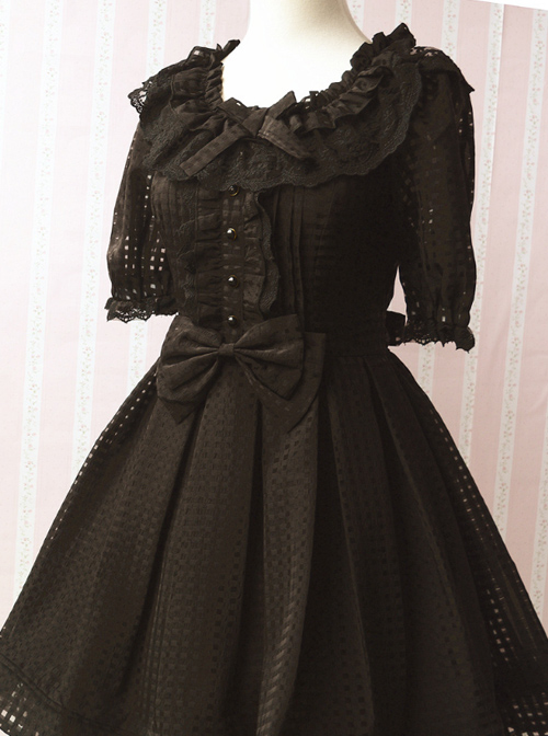 Pure Color Organza Short Puff Sleeve Classic Lolita Dress